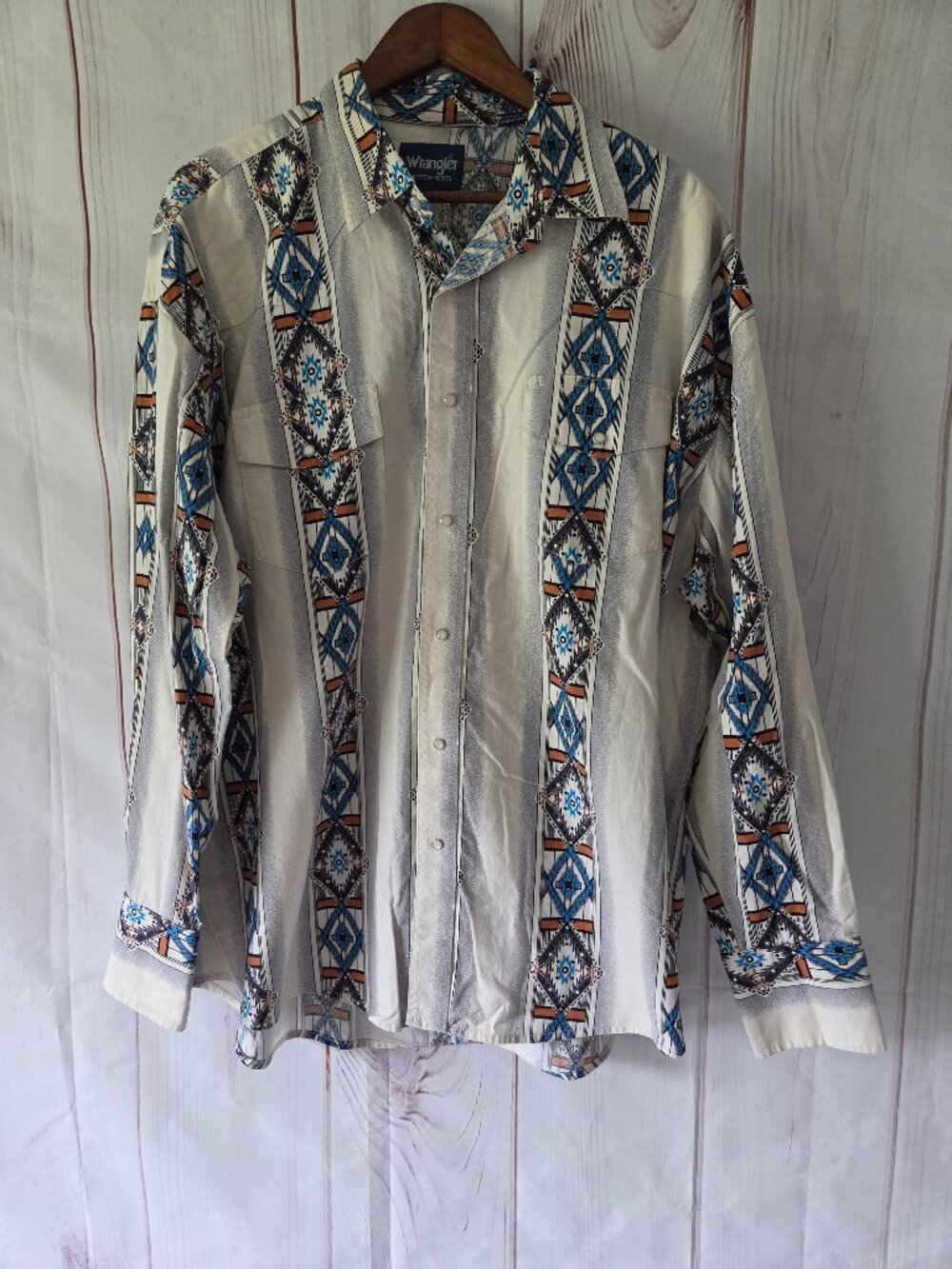 Wrangler Vintage Pearl Snap Checotah Collection Long Sleeve Western Shirt 90's
